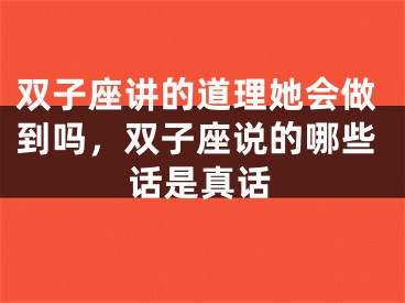 双子座讲的道理她会做到吗，双子座说的哪些话是真话