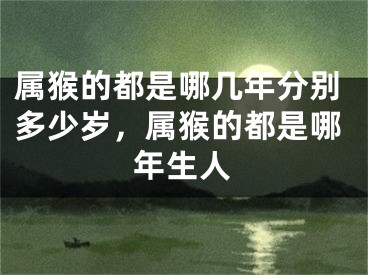 属猴的都是哪几年分别多少岁，属猴的都是哪年生人