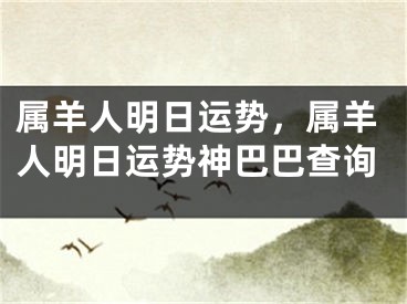 属羊人明日运势，属羊人明日运势神巴巴查询