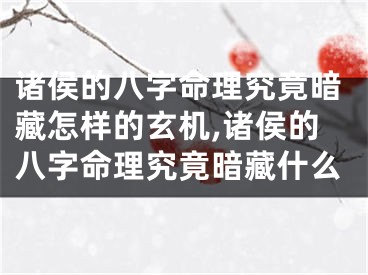 诸侯的八字命理究竟暗藏怎样的玄机,诸侯的八字命理究竟暗藏什么