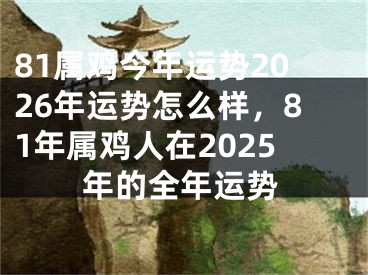 81属鸡今年运势2026年运势怎么样，81年属鸡人在2025年的全年运势