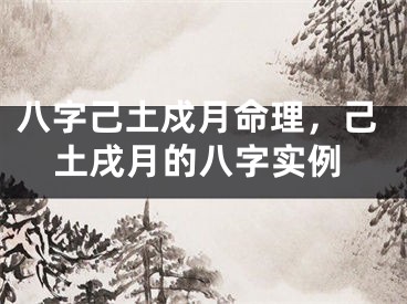 八字己土戍月命理,己土戌月的八字实例