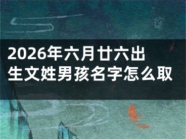 2026年六月廿六出生文姓男孩名字怎么取