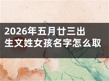 2026年五月廿三出生文姓女孩名字怎么取