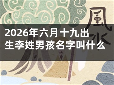 2026年六月十九出生李姓男孩名字叫什么