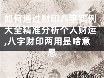 如何通过财印八字实例大全精准分析个人财运,八字财印两用是啥意思