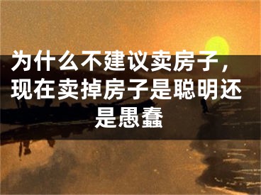 为什么不建议卖房子，现在卖掉房子是聪明还是愚蠢