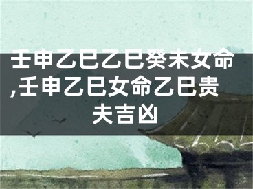 壬申乙巳乙巳癸未女命,壬申乙巳女命乙巳贵夫吉凶