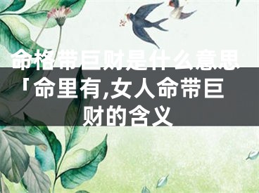 命格带巨财是什么意思「命里有,女人命带巨财的含义