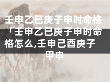 壬申乙巳庚子申时命格「壬申乙巳庚子申时命格怎么,壬申己酉庚子甲申