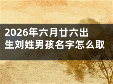 2026年六月廿六出生刘姓男孩名字怎么取