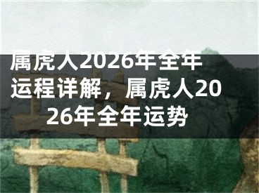 属虎人2026年全年运程详解，属虎人2026年全年运势