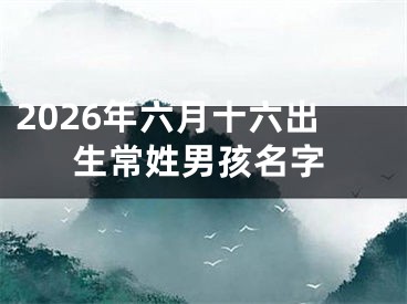 2026年六月十六出生常姓男孩名字