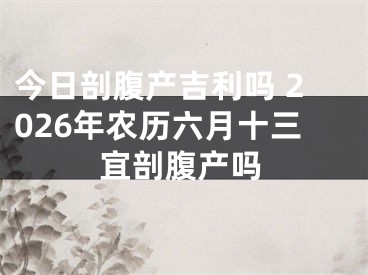 今日剖腹产吉利吗 2026年农历六月十三宜剖腹产吗