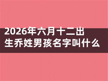 2026年六月十二出生乔姓男孩名字叫什么