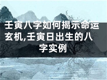 壬寅八字如何揭示命运玄机,壬寅日出生的八字实例