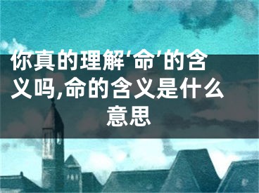 你真的理解‘命’的含义吗,命的含义是什么意思