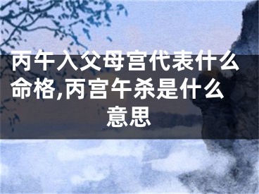 丙午入父母宫代表什么命格,丙宫午杀是什么意思