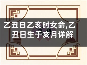 乙丑日乙亥时女命,乙丑日生于亥月详解