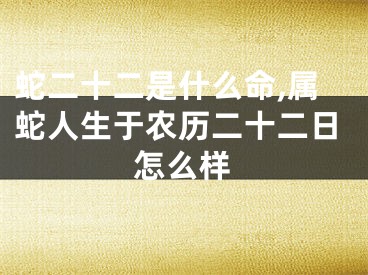 蛇二十二是什么命,属蛇人生于农历二十二日怎么样