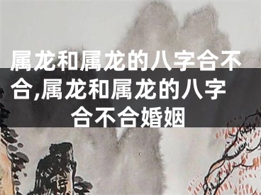 属龙和属龙的八字合不合,属龙和属龙的八字合不合婚姻