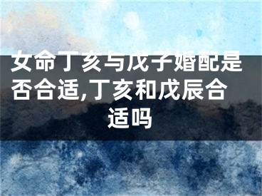 女命丁亥与戊子婚配是否合适,丁亥和戊辰合适吗