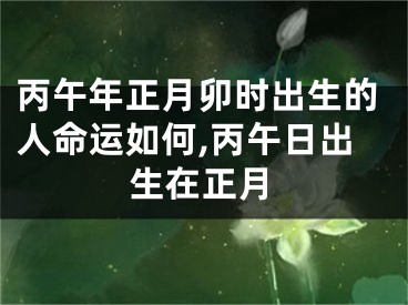 丙午年正月卯时出生的人命运如何,丙午日出生在正月
