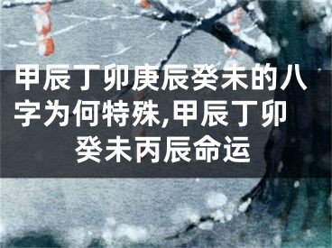 甲辰丁卯庚辰癸未的八字为何特殊,甲辰丁卯癸未丙辰命运