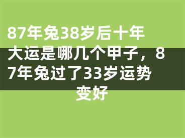 87年兔38岁后十年大运是哪几个甲子,87年兔过了33岁运势变好