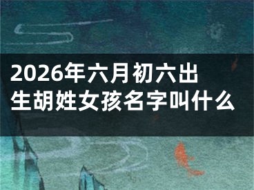 2026年六月初六出生胡姓女孩名字叫什么