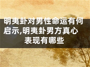 明夷卦对男性命运有何启示,明夷卦男方真心表现有哪些