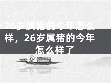 26岁属猪的今年怎么样，26岁属猪的今年怎么样了