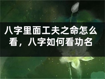 八字里面工夫之命怎么看，八字如何看功名