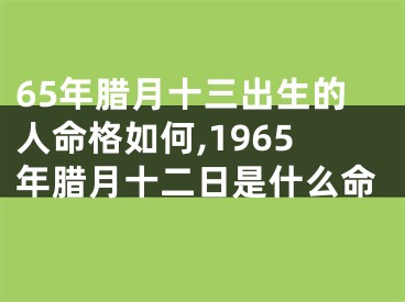 65年腊月十三出生的人命格如何,1965年腊月十二日是什么命