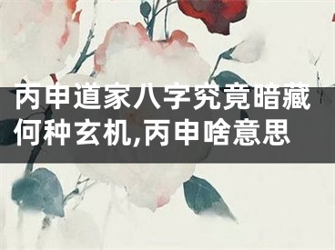 丙申道家八字究竟暗藏何种玄机,丙申啥意思