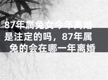 87年属兔女今年离婚是注定的吗,87年属兔的会在哪一年离婚