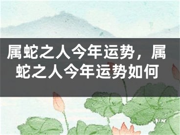 属蛇之人今年运势，属蛇之人今年运势如何