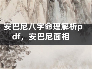 安巴尼八字命理解析pdf，安巴尼面相