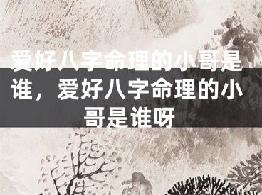 爱好八字命理的小哥是谁，爱好八字命理的小哥是谁呀