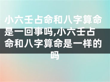 小六壬占命和八字算命是一回事吗,小六壬占命和八字算命是一样的吗