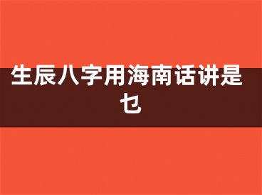 生辰八字用海南话讲是乜