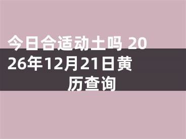 今日合适动土吗 2026年12月21日黄历查询
