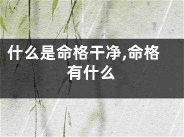 什么是命格干净,命格有什么