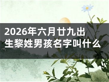 2026年六月廿九出生黎姓男孩名字叫什么