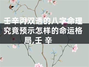 壬辛丙双透的八字命理究竟预示怎样的命运格局,壬 辛