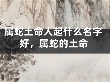 属蛇土命人起什么名字好，属蛇的土命