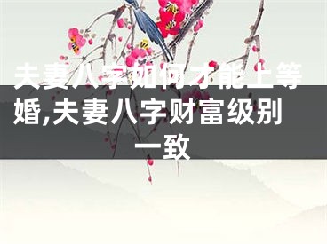 夫妻八字如何才能上等婚,夫妻八字财富级别一致