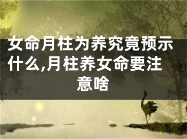 女命月柱为养究竟预示什么,月柱养女命要注意啥