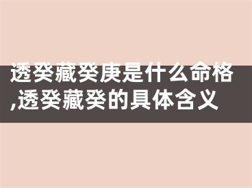 透癸藏癸庚是什么命格,透癸藏癸的具体含义