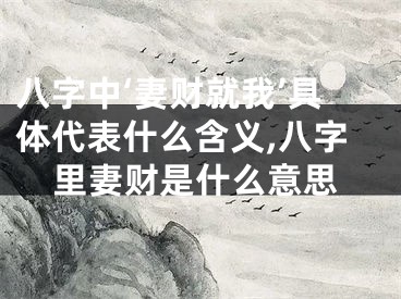 八字中‘妻财就我’具体代表什么含义,八字里妻财是什么意思